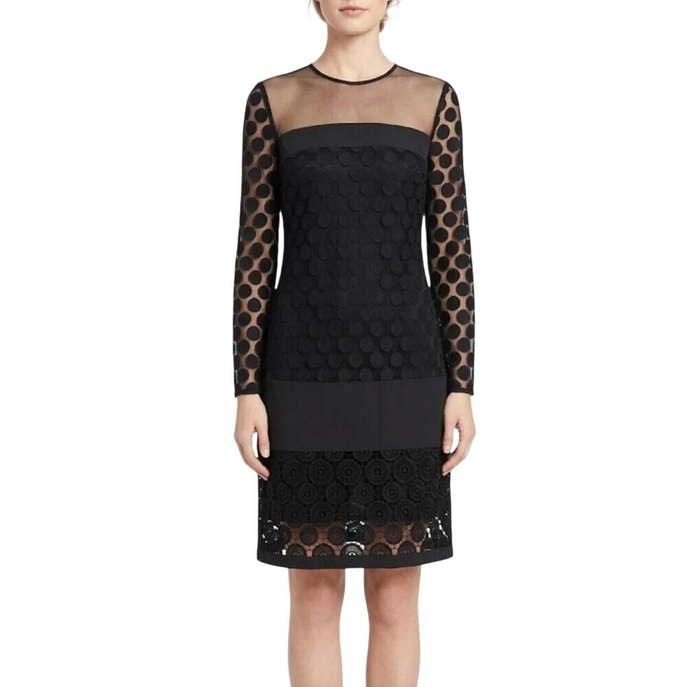 Diane Von Furstenberg Enny Black Dot Pattern Long Sleeve Dress Size 2